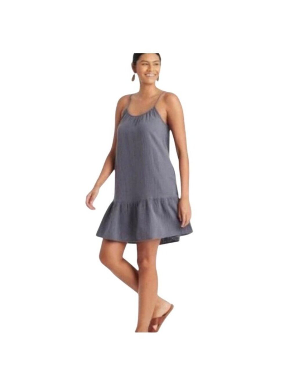 Universal Thread Cotton Gauzy Babydoll Dress Gray Size XXL Cottagecore Bohemian